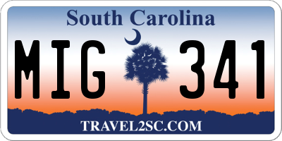 SC license plate MIG341
