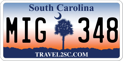 SC license plate MIG348