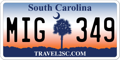 SC license plate MIG349