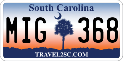 SC license plate MIG368