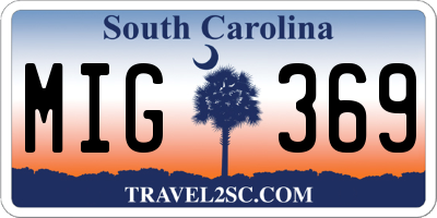 SC license plate MIG369