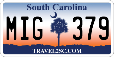 SC license plate MIG379