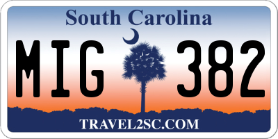 SC license plate MIG382