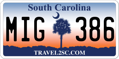 SC license plate MIG386
