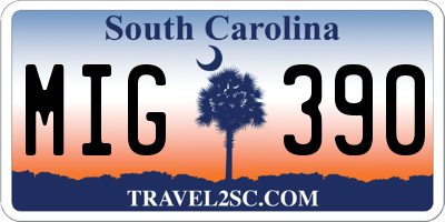SC license plate MIG390