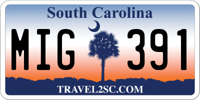 SC license plate MIG391