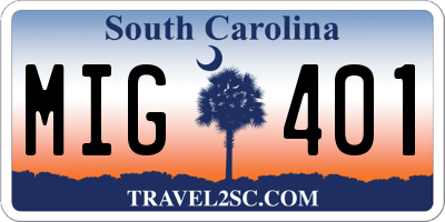 SC license plate MIG401
