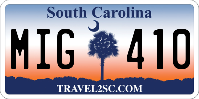 SC license plate MIG410
