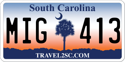SC license plate MIG413