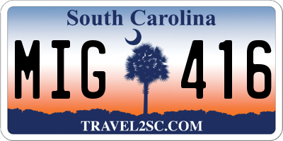 SC license plate MIG416