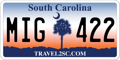SC license plate MIG422