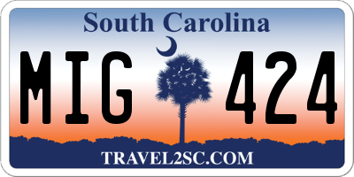 SC license plate MIG424