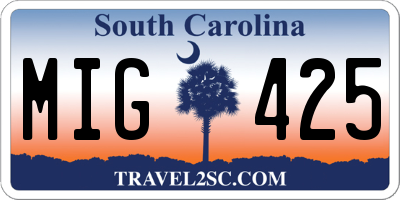 SC license plate MIG425