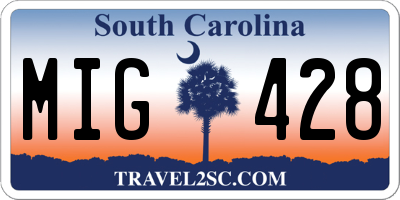 SC license plate MIG428