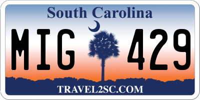 SC license plate MIG429