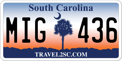 SC license plate MIG436