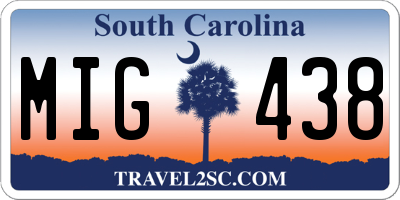 SC license plate MIG438