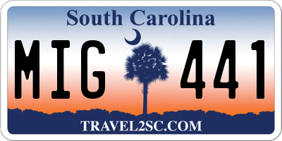 SC license plate MIG441