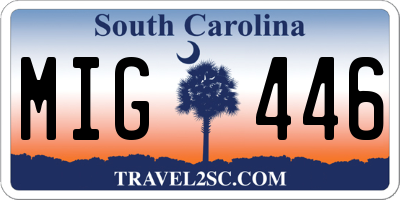 SC license plate MIG446