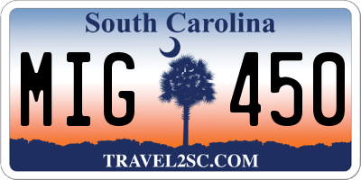 SC license plate MIG450