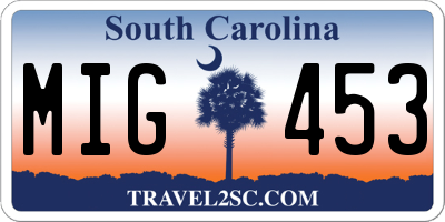SC license plate MIG453