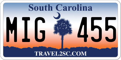 SC license plate MIG455
