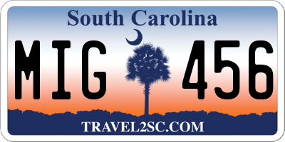 SC license plate MIG456