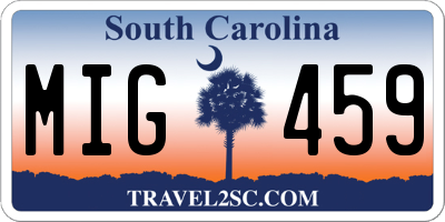SC license plate MIG459