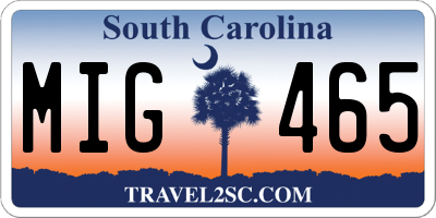 SC license plate MIG465