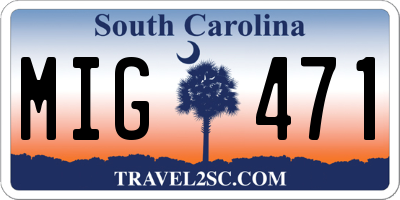 SC license plate MIG471