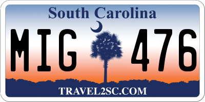 SC license plate MIG476