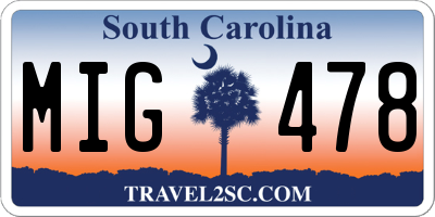 SC license plate MIG478