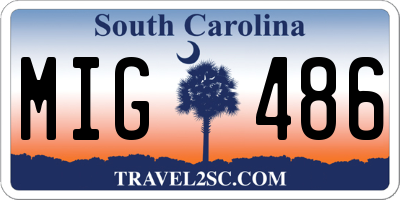 SC license plate MIG486