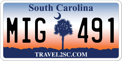 SC license plate MIG491