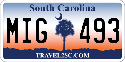 SC license plate MIG493