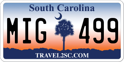 SC license plate MIG499