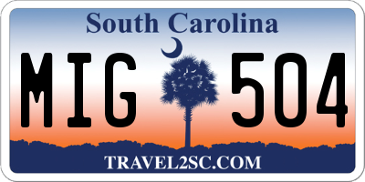 SC license plate MIG504