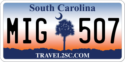 SC license plate MIG507