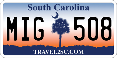 SC license plate MIG508