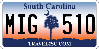 SC license plate MIG510