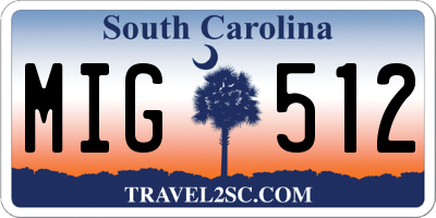 SC license plate MIG512