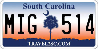 SC license plate MIG514
