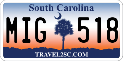 SC license plate MIG518