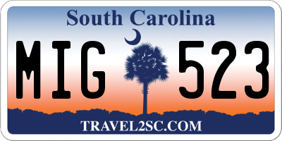 SC license plate MIG523