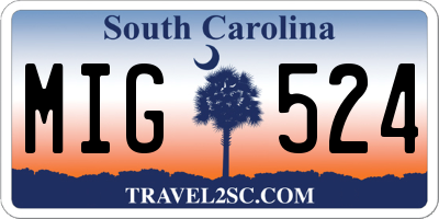 SC license plate MIG524