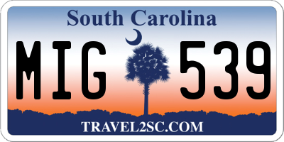 SC license plate MIG539