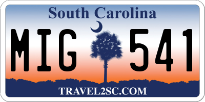 SC license plate MIG541