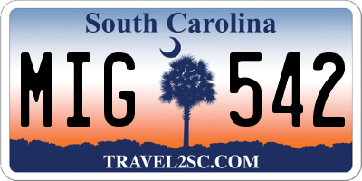 SC license plate MIG542