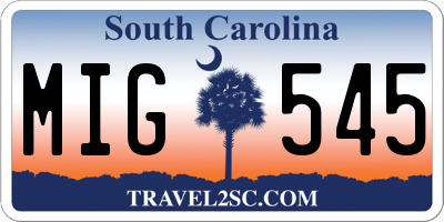 SC license plate MIG545