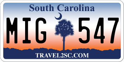 SC license plate MIG547